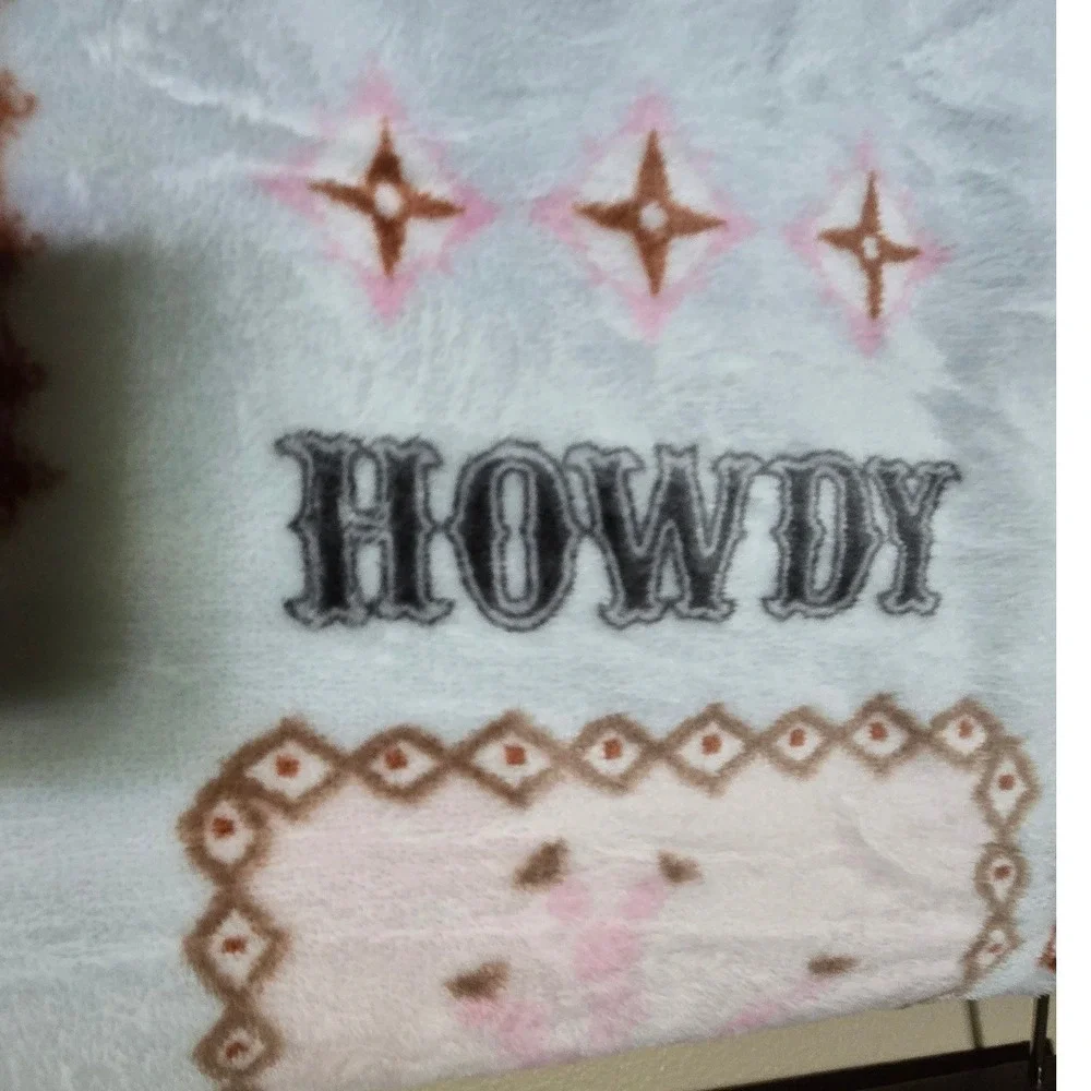 Wrangler Plush Throw Blanket Unisex 60x70 Blue New Western Horse Bows Howdy